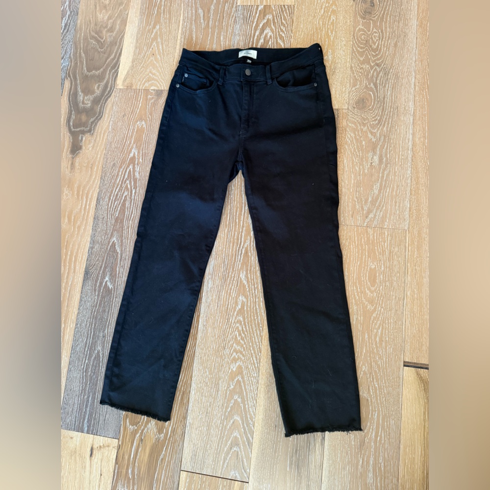 DL1961 Mara Straight Mid Rise Instasculpt Ankle Jeans Black Peached Raw - Picture 4 of 10